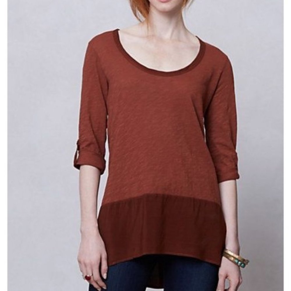 Anthropologie Left of Center Parkway Button Back Tunic Top Size Small